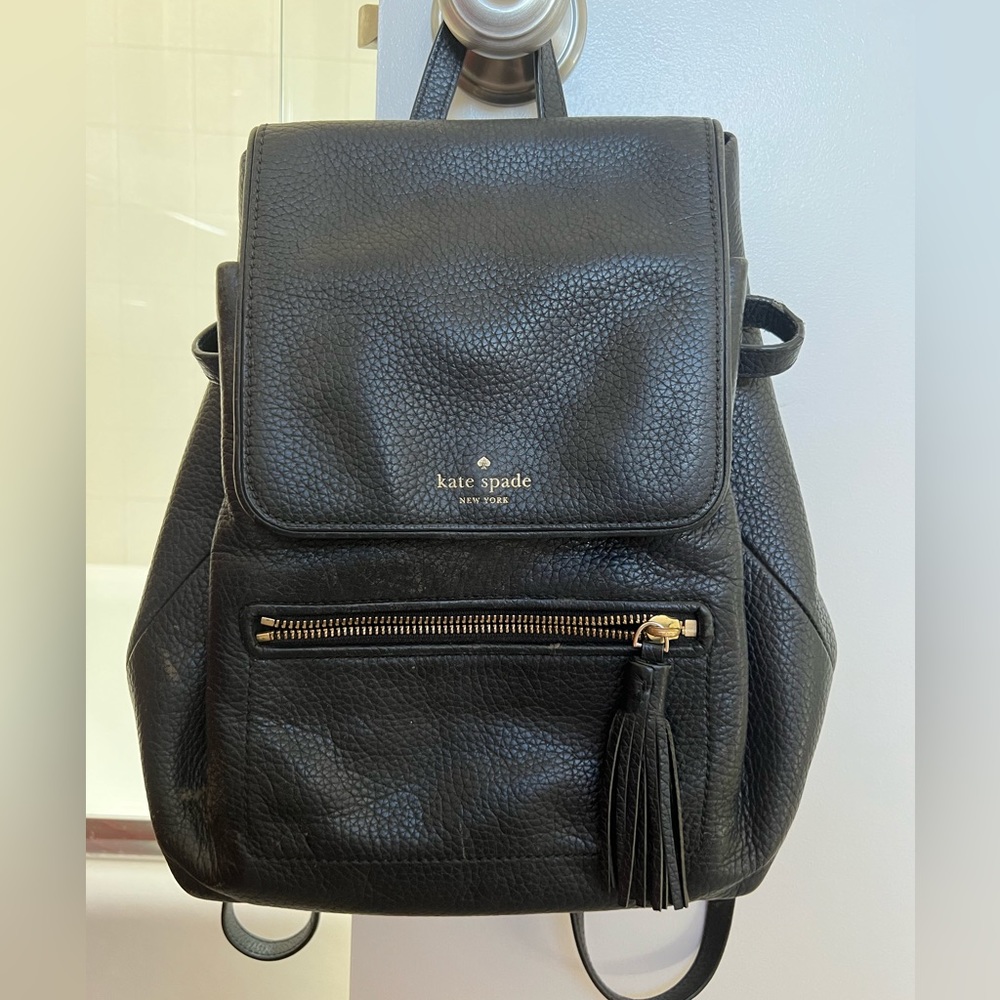 Kate Spade Black Leather Backpack